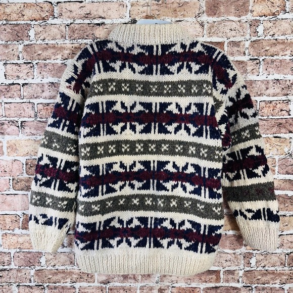 INKA MAKI 100% Wool Fair Isle Knit Handmade Wool Nordic Sweater Unisex Size XXL - Picture 3 of 9